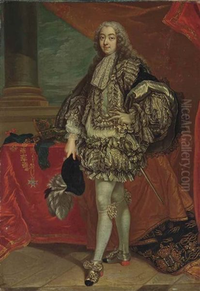 Portrait De Francois-joachim-bernard Potier En Habit De L'ordre Du Saint-esprit Oil Painting by Louis Michel van Loo