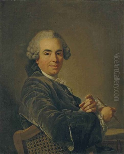 Portrait De Charles-nicolas Cochin Oil Painting by Louis Michel van Loo