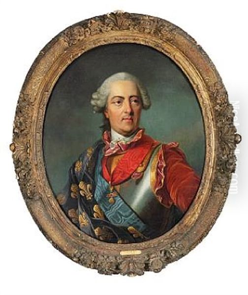 Louis Xv King Of France And Navarre In Cuirass And With The Golden Fleece Oil Painting by Louis Michel van Loo