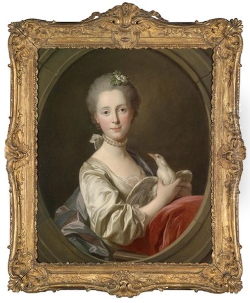 Portrat Einer Dame Mit Einem Vogel Oil Painting by Louis Michel van Loo