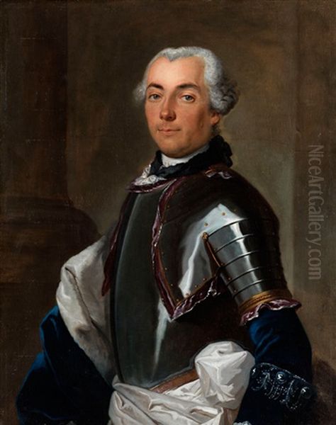 Portrait Eines Adeligen Im Harnisch Oil Painting by Louis Michel van Loo