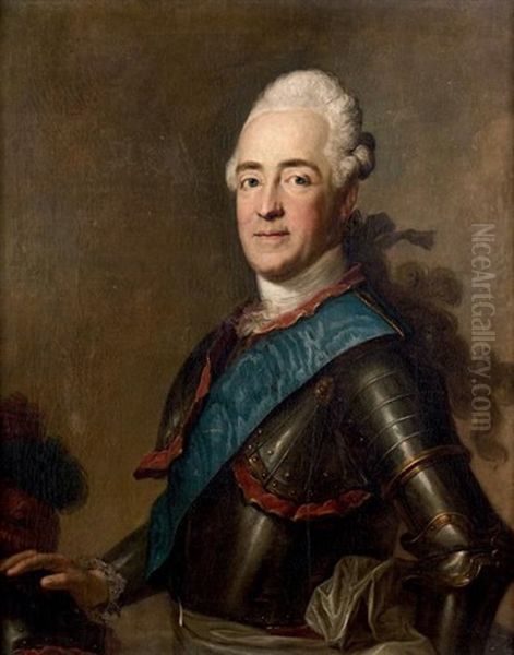 Portrait De Gentilhomme En Armure Oil Painting by Louis Michel van Loo