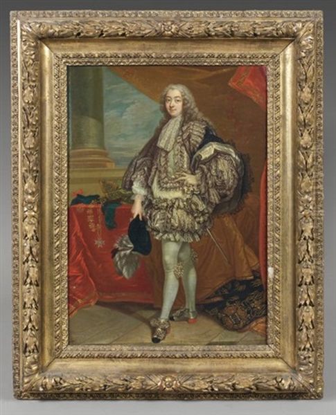 Portrait De Francois-joachim-bernard Potier, Duc De Gesvres, Marquis De Fontenay, En Habit De L'ordre Du Saint-esprit Oil Painting by Louis Michel van Loo