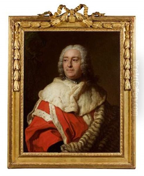 Portrait De Monsieur De Motteville, 1er President Au Parlement De Rouen Oil Painting by Louis Michel van Loo