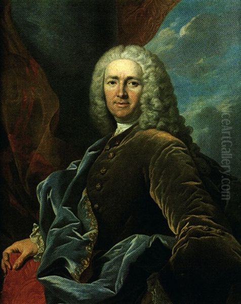 Portrait D'homme A La Veste De Velours Oil Painting by Louis Michel van Loo