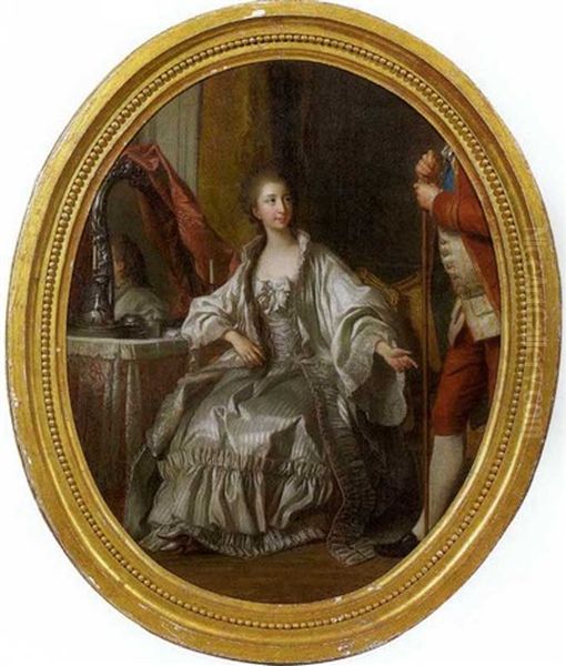 Portrait Of The Marquise De Marigny Oil Painting by Louis Michel van Loo