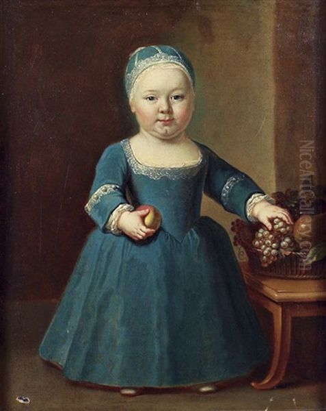 Portrait D'enfant A La Corbeille De Fruits Oil Painting by Louis Michel van Loo