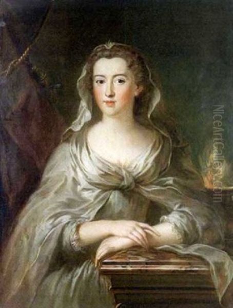 Portrait De Femme En Vestale Oil Painting by Louis Michel van Loo