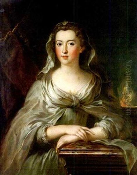 Portrait De Femme En Vestale Oil Painting by Louis Michel van Loo