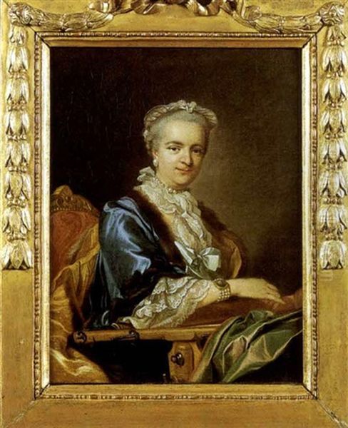 Portrait De Marie-victoire Brillon Du Perron, Epouse De Nicolas Vernier Oil Painting by Louis Michel van Loo