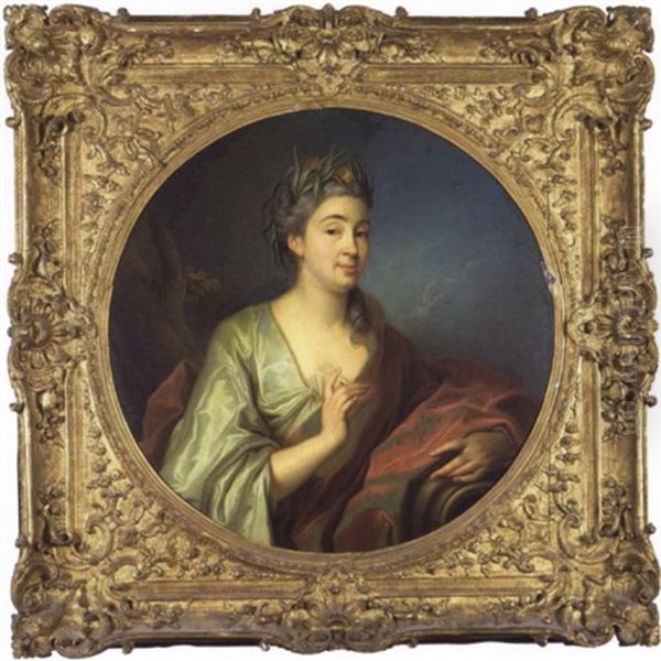 Portrait De Femme En Desse Aquatique Oil Painting by Louis Michel van Loo