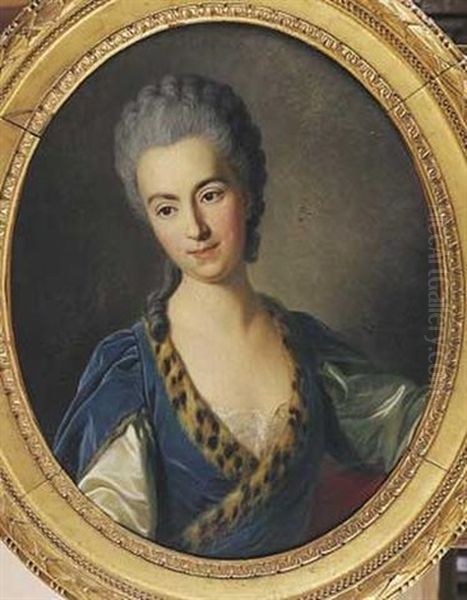 Portrait De Jeune Femme Oil Painting by Louis Michel van Loo