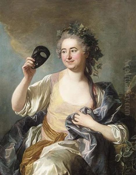 Portrait Of Francoise Laurette Randon De Malboisiere Nee Piquefeu, As Thalia, Muse Of Comedy Oil Painting by Louis Michel van Loo