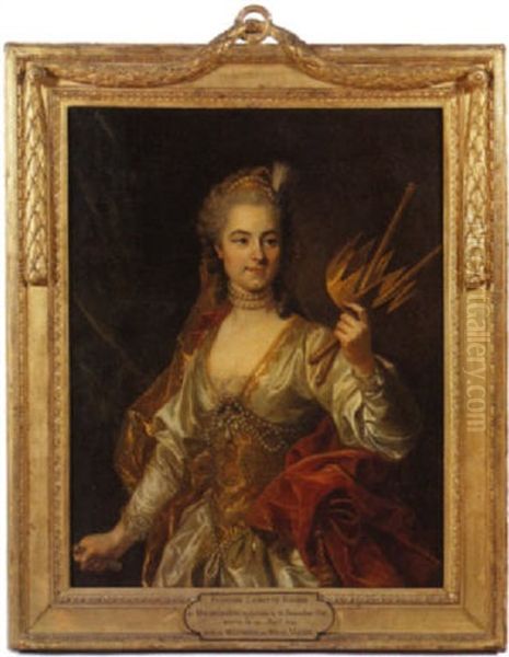 Portrait De Francoise Laurette Randon De Malboissiere, En Melpomene Oil Painting by Louis Michel van Loo