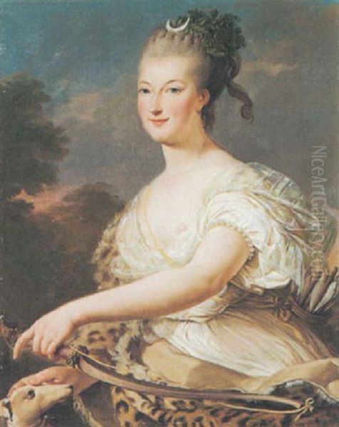 Portrait Of A Lady In The Guise Of Diana Oil Painting by Louis Michel van Loo