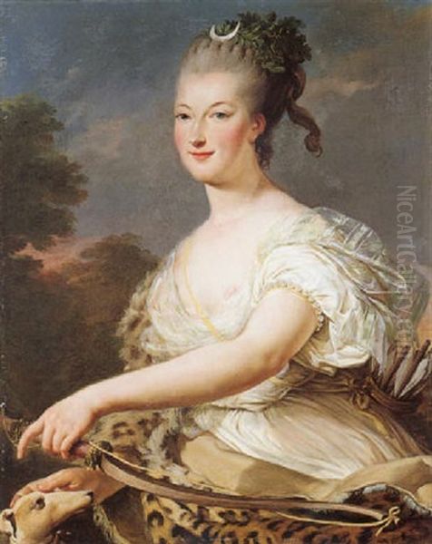 Portrait Of Lady In The Guise Of Diana by Louis Michel van Loo