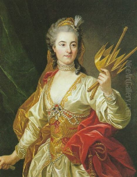 Portrait De Mademoiselle De Malboissiere En Melpomene Oil Painting by Louis Michel van Loo