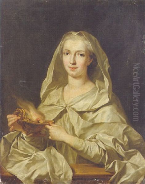 Portrait Of A Lady As A Vestal Virgin Oil Painting by Louis Michel van Loo