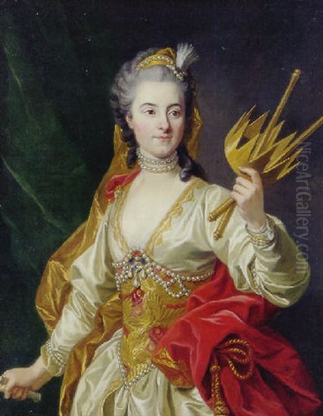 Portraet Af Mlle. De Malboissiere Som Melpomene Oil Painting by Louis Michel van Loo