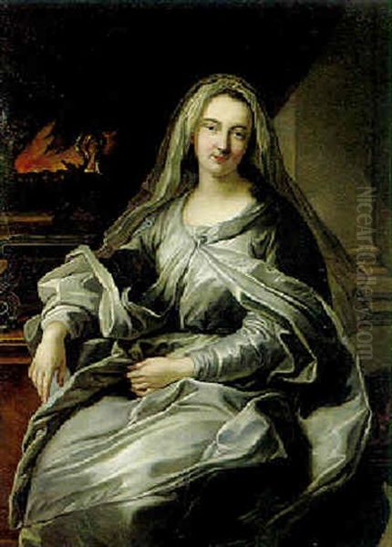 Portraet Af Mme De Voclans Som Vestalinde Oil Painting by Louis Michel van Loo