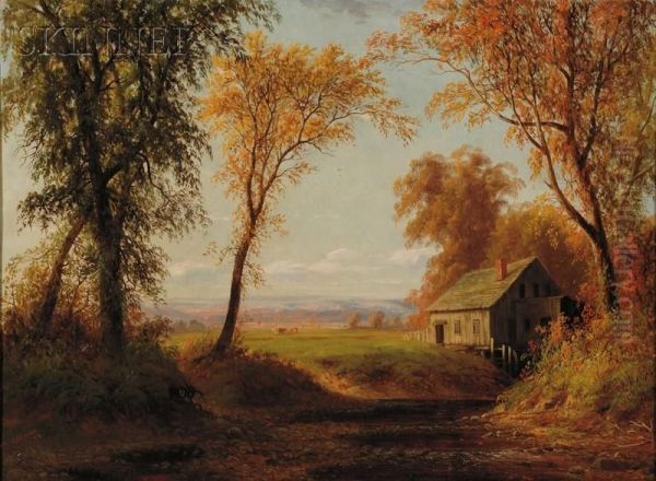 Connecticut Homestead Oil Painting by George Frederick Bensell