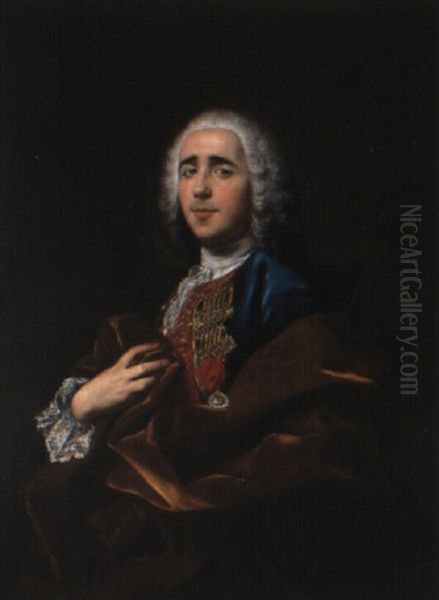 Retrato De Un Caballero De La Orden De Santiago Oil Painting by Louis Michel van Loo