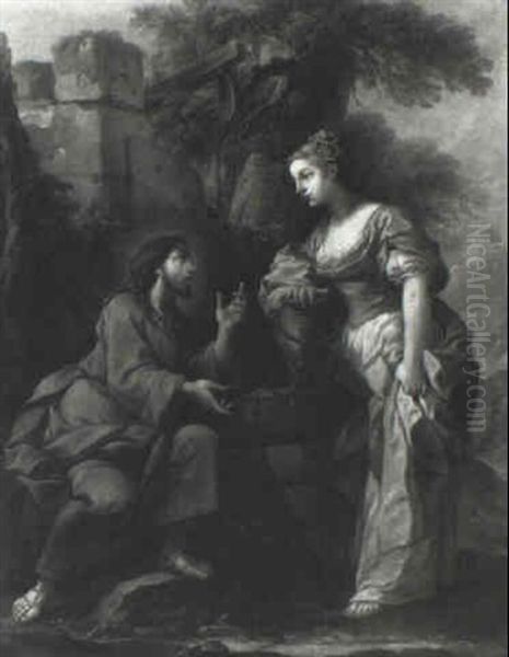 Christ And The Woman Of Samaria by Louis Michel van Loo