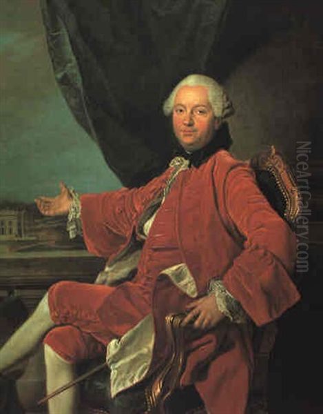 Portrait Du Fermier-general Etienne-michel Bouret Oil Painting by Louis Michel van Loo