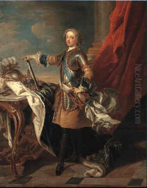 Portrait Of King Louis Xv Oil Painting by Louis Michel van Loo