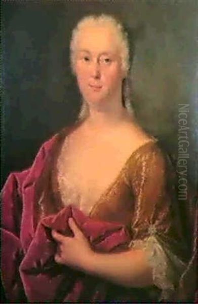 Retrato De Dama Con Echarpe Rojo Oil Painting by Louis Michel van Loo