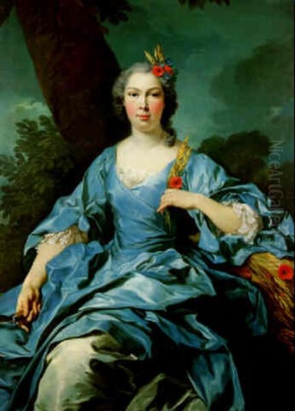 Portrait Of The Comtesse De Segouy Personifying Ceres Oil Painting by Louis Michel van Loo