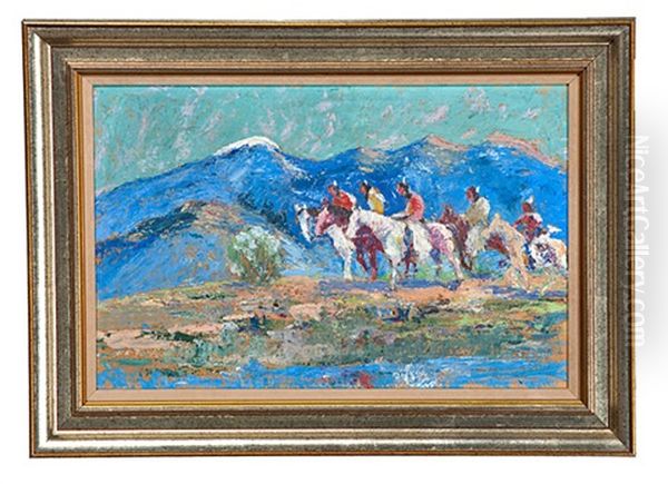 Mounted Figures Oil Painting by Albert Looking Elk