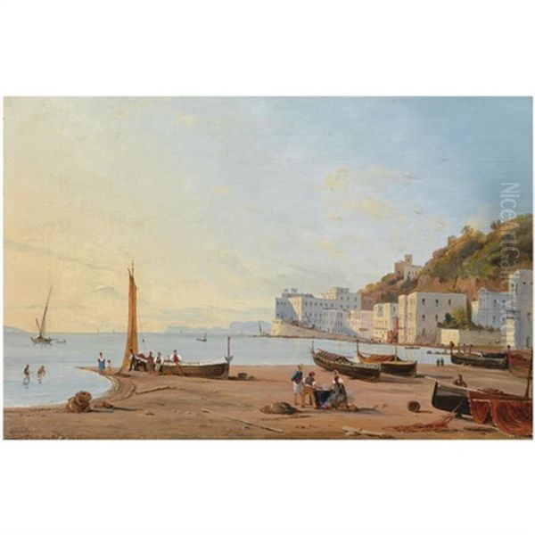 A View On Posillipo Near Naples Oil Painting by Pieter Van Loon