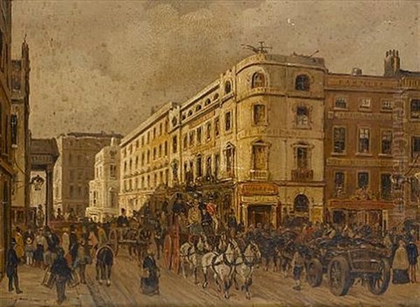 Junction Of Wellington Road And Strand, London (+ Strand Near Adelphi Theatre, London; 2 Works) Oil Painting by Pieter Van Loon