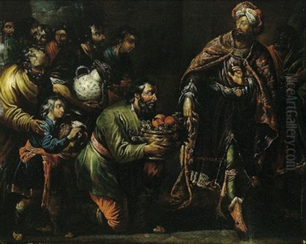 Ein Heiliger Konig Bringt Mit Gefolge Gaben Dar Oil Painting by Theodor Van Loon