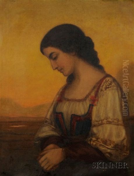 Profile Of A Peasant Girl Oil Painting by Henry Augustus Loop