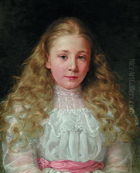 Portrait Of A Young Girl Oil Painting by Jeannette Shepperd Harrison (Mrs. Henry) Loop