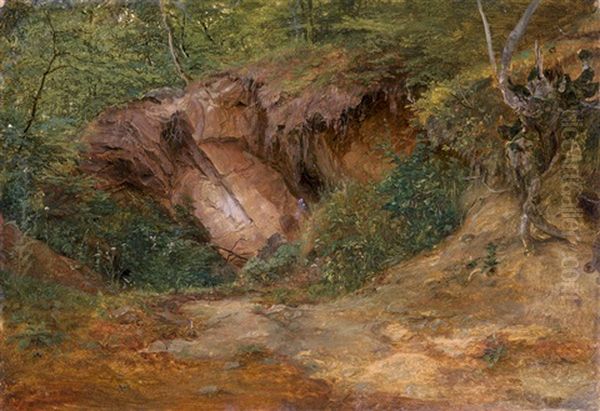 Waldlandschaft Mit Felshang Oil Painting by Friedrich Loos