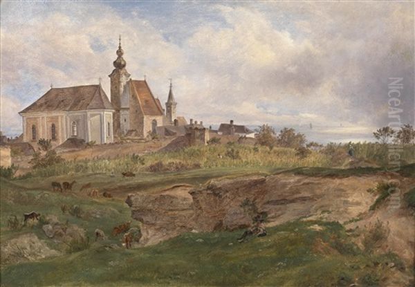 Blick Auf Die Fischerkirche In Rust Am Neusiedlersee Oil Painting by Friedrich Loos