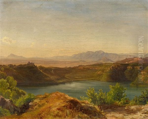 Albaner See Mit Castel Gandolfo Oil Painting by Friedrich Loos