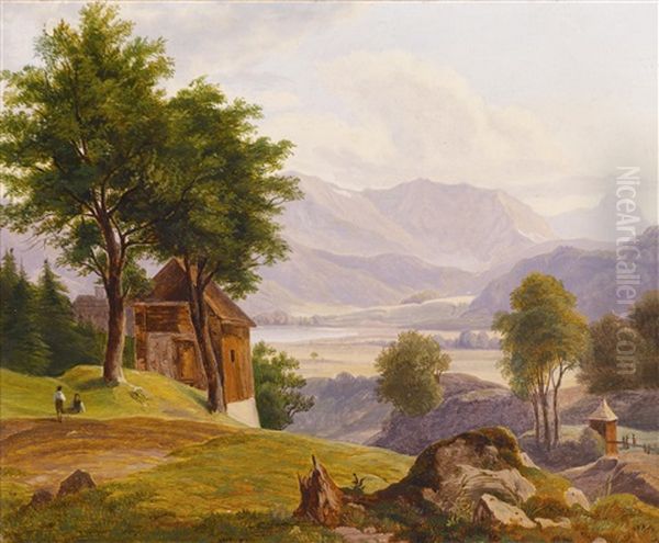 Motiv Aus Dem Salzkammergut Oil Painting by Friedrich Loos