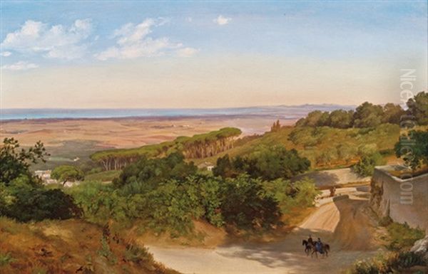 Blick Von Castel Gandolfo Aufs Meer Oil Painting by Friedrich Loos