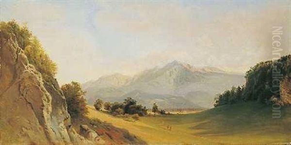 Der Untersberg Bei Salzburg Oil Painting by Friedrich Loos