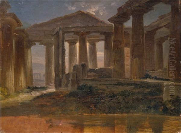 Die Tempel Von Paestum Oil Painting by Friedrich Loos