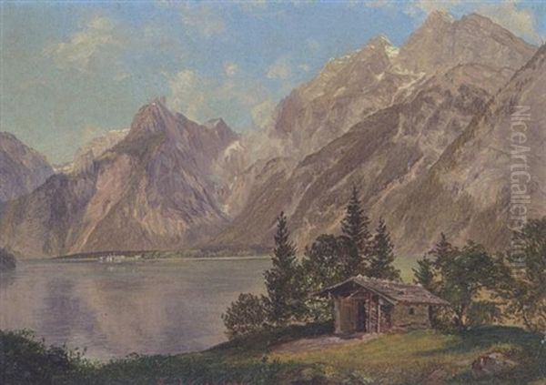 Blick Auf Den Konigssee Mit St. Bartholoma Oil Painting by Friedrich Loos