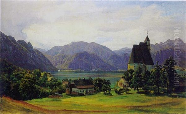 Steinbach Am Attersee Oil Painting by Friedrich Loos