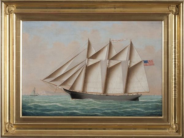 The American Schooner Melville Bryant Of Long Island Oil Painting by John Frederick Loos