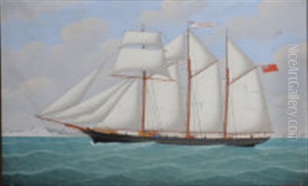 The Three-masted Schooner Oil Painting by John Frederick Loos