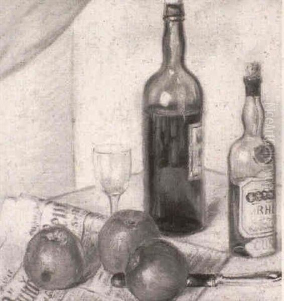 Stilleben Mit Obst Und Wein Oil Painting by Hans Looschen