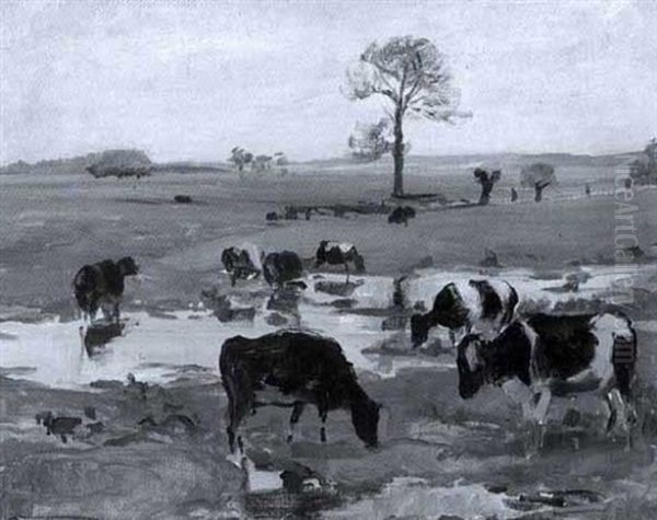 Kuhe Auf Der Weide Oil Painting by Reent Looschen